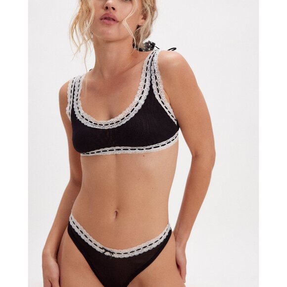 FREE PEOPLE So Sweet Thong / Black - Picture 2 of 5